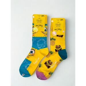 2 Pairs Happy Socks 'Spongebob' Size Medium Unisex NWT